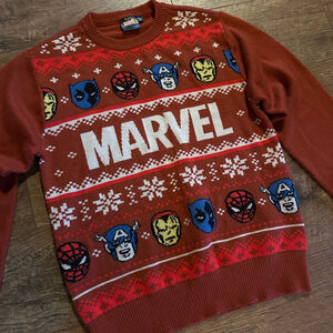 Kids Marvel Red White Crewneck Sweater L